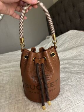 Marc Jacobs Brown Pebbled Leather Drawstring Bucket Mini Bag